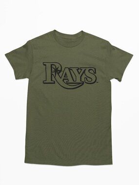 NEW Tampa Bay Rays Script Home Wordmark T-Shirt MILITARY ARMY GREEN